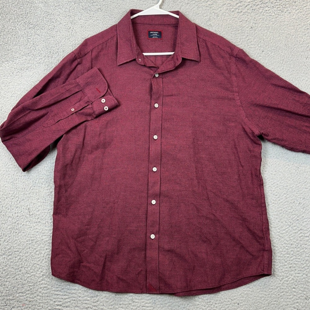 UNTUCKit Shirt Mens XL Regular Fit Burgundy Button Up Casual Long Sleeve EUC